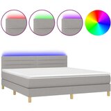  Krevet box spring s madracem LED svjetlosivi 180x200 cm tkanina | shoptok.hr