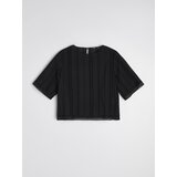Sinsay Pamučna košulja-bluza s kratkim rukavima i ажurnim uzorkom | shoptok.hr