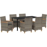  Set od 7 komada vrtnih stolica za objedovanje s jastučićima siva poli ratan | shoptok.hr