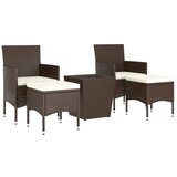  5-dijelni vrtni bistro set poliratan i kaljeno staklo smeđi | shoptok.hr
