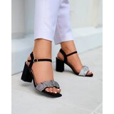 Resti Black women's sandals on a post with cubic zirconias Trieste - Footwear | Shoptok.si