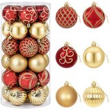  Set božićnih kuglica 30 kom. Zlatna i crvena &amp;Oslash; 6 cm Plastika Slike