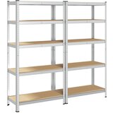 vidaXL Trpežen regal 5-nadstropni 2 kosa srebrno jeklo in inž. les, (21827579) | Shoptok.si