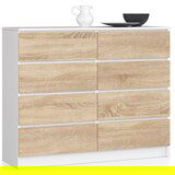 AKORD KOMODA K 120 cm 8 ŠUPEK BELE / SONOMA, (21702896) Cene