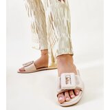 Gemre Beige Ganema buckle slides | Shoptok.si