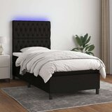  Box spring s madracem LED crni 90x200 cm od tkanine Cijene