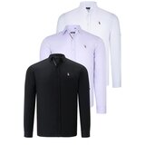 Dewberry TRIPLE SET G674 MENS SHIRT-BLACK-WHITE-LILAC | shoptok.hr