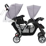 vidaXL Tandemska dječja kolica čelična sivo-crna | shoptok.hr