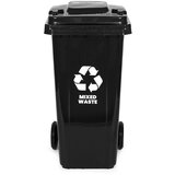  Set od 4 kante za otpad, 4 × 120 L, plava, zelena, žuta i crna, za papir, staklo, plastiku i miješani otpad, s gumenim kotačima | shoptok.hr