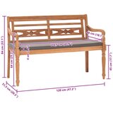  Klupa Batavia s tamnosivim jastukom 120 cm od masivne tikovine | Eponuda.com