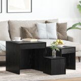 vidaXL Klubske mizice 3 pcs Črni hrast 45 x 45 x 45 cm Konstruiran les Cene