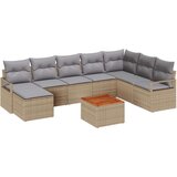 9 komadni vrtni sofa set s jastučićima Bež Poli ratan Acacia 2-sjedalni vrtni sofa s pohranom i jastučićima Bež Poli ratan | shoptok.hr