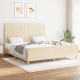 vidaXL Posteljni okvir z vzglavjem krem 160x200 cm blago | Shoptok.si