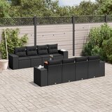 Maison Chic Seti vrtnega pohištva - Vrtna garnitura - Vrtni pohištvo set 9-delna z blazinami črn poli ratan, (21804495) | Shoptok.si