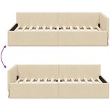 vidaXL Kotna postelja krema 90 x 190 cm Tkanina in oblikovan les | Shoptok.si