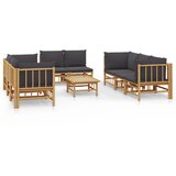 Maison Chic Seti vrtnega pohištva - Vrtna garnitura - Vrtni pohištvo set 9-delna temno sive blazine bambus, (21807821) | Shoptok.si