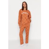 Trendyol Orange Polka Dot Cotton T-shirt-Pants and Knitted Pajamas Set | Shoptok.si