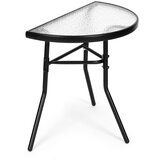  Polukružni vrtni stakleni stol 70x43 cm Slike