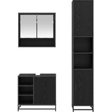  Set namještaja za kupaonicu 3 kom. Crni hrast Konstruirano drvo Crna 35 x 37,5 x 188,5 cm | shoptok.hr
