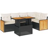 vidaXL 6-dijelni set vrtnih sofa s jastucima crni od poliratana bagrem | shoptok.hr