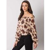 Fashion Hunters A beige and brown Spanish blouse with flowers Orleans cene