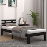  Posteljni okvir črn iz trdnega lesa 90x200 cm, (20601675) | Shoptok.si