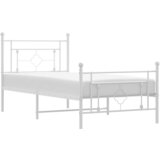  The Living Store Kovinski posteljni okvir z vzglavjem in vznožjem bel 100x190 cm - Posteljni Okvir, (21525287) | Shoptok.si