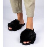 D/CEO marka niezdefiniowana Black fur slides Manny | ePonuda.com