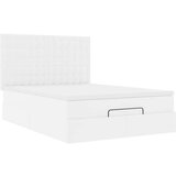 vidaXL Otomanski posteljni okvir z vzmetnico bel 140x200 cm um. usnje | Shoptok.si