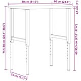 vidaXL Radni stol 80x60x(71,5-98) cm puno drvo hrast | shoptok.hr
