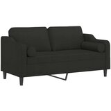  Kavč dvosed z blazinami črn 140 cm blago | Shoptok.si
