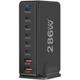 Postaja za polnjenje z 8 USB-C / USB priključki Hitro polnjenje GaN3 286W, Črna, (5000191781)