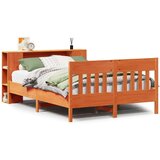 vidaXL Knjižna postelja brez vzmetnice vošč. rjava 120x190 cm borovina | Shoptok.si