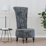 vidaXL Stolica s visokim naslonom tamnosiva baršunasta s gumbima | shoptok.hr