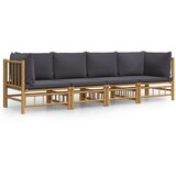 Maison Chic Seti vrtnega pohištva - Vrtna garnitura - Vrtni pohištvo set 4-delna temno sive blazine bambus, (21810608) | Shoptok.si