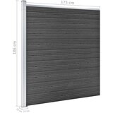  Set panela za ogradu WPC 353 x 186 cm crni | shoptok.hr