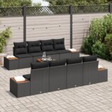 vidaXL 9 komada vrtni kauč set s jastučićima crni poly rattan akacija | shoptok.hr