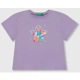 United Colors Of Benetton Otroška bombažna kratka majica vijolična barva