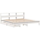  Krevet s regalom z knjige bez madraca bijeli 200x200cm borovina | shoptok.hr