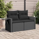 Maison Chic Vrtni kavč - Zunanji kavč dvosed z blazinami črn poli ratan, (22041927) | Shoptok.si