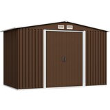 vidaXL Vrtna skladiščna lopa rjava 257x205x178 cm jeklena Cene