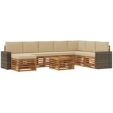 vidaXL Zunanja garnitura za sedenje z blazino 9 pcs Naravna in bež, (5000281159) | Shoptok.si