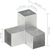 Spojnici za stupove u Y-obliku 4 kom pocinčani metal 91 x 91 mm | Eponuda.com