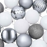  Set božićnih kuglica 50 kom. Bijela i siva 8 cm Polistiren | shoptok.hr