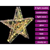 vidaXL 3D zvezda med 50 LED Toplo bela 55 x 52.5 x 9 cm PET | Shoptok.si