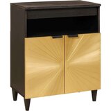 vidaXL Ormarić / Komoda Crna i zlatna 60 x 33 x 75 cm masivno drvo manga | shoptok.hr
