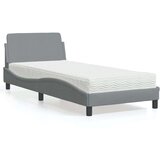 vidaXL Postelja z vzmetnico svetlo siva 90x190 cm blago | Shoptok.si