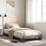  Okvir za krevet s uzglavljem sivi 90x200 cm masivna borovina | shoptok.hr