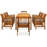 9-dijelni vrtni blagovaonski set od drva bagrema s jastucima | shoptok.hr