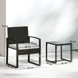 Bistro set od ratana vrtni namještaj od 3 dijela s 2 vrtne stolice stolić za kavu uklonjivi jastuci krem ​​bijela boja | shoptok.hr